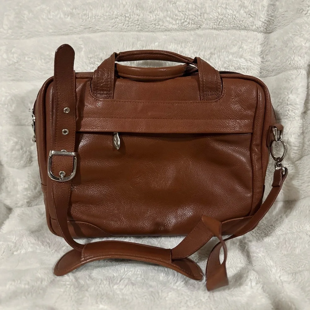Mcklein Montclare leather laptop and tablet briefcase in a brown color